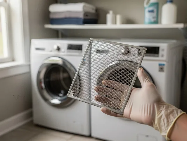 Fairfield Dryer Vent Cleaning specialist performing detailed lint trap cleaning service in Fairfield