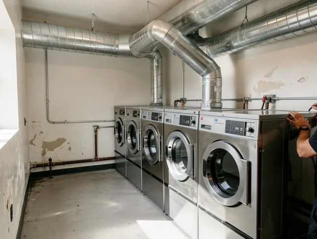 Fairfield Dryer Vent Cleaning team performing large-scale commercial dryer vent cleaning in Fairfield