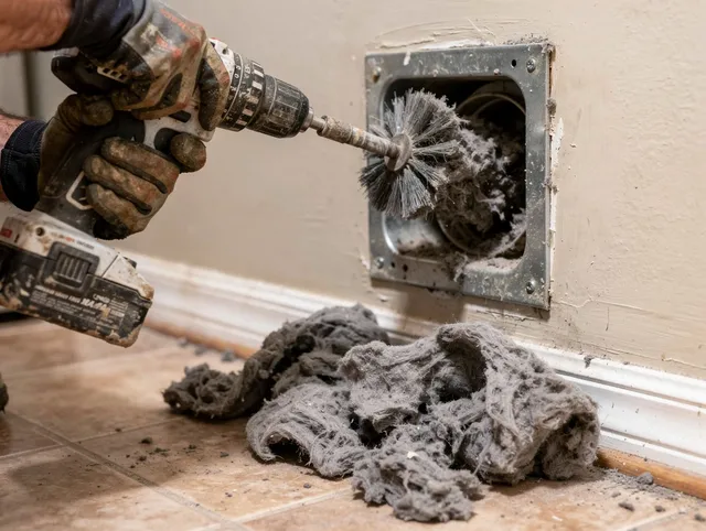 Certified Fairfield Dryer Vent Cleaning technician performing dryer vent cleaning in Fairfield