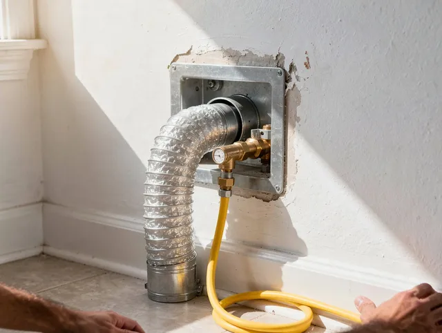 Fairfield Dryer Vent Cleaning certified technician performing specialized gas dryer vent cleaning in Fairfield